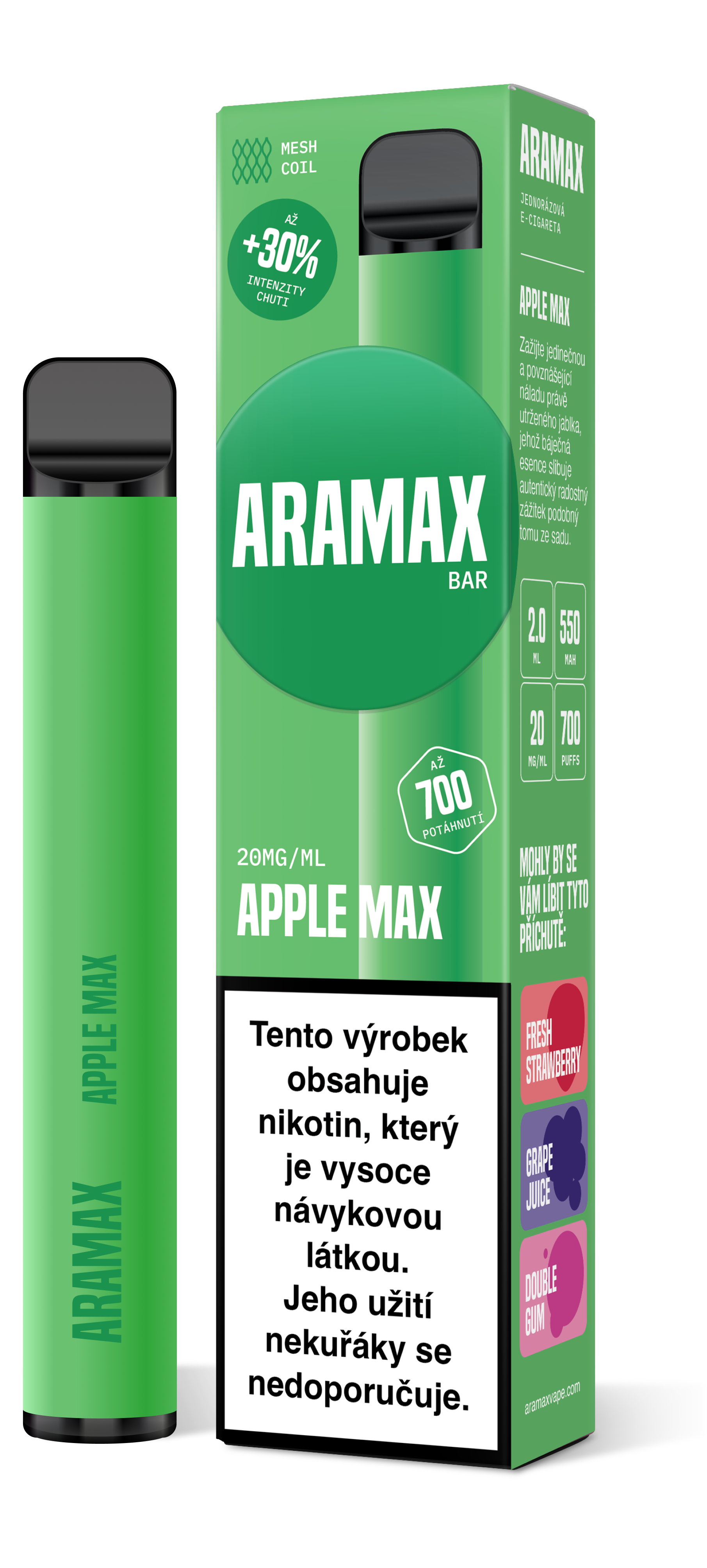 Aramax Bar 700 e-cigareta Apple MAX 550mAh 2ml 20mg 1 ks