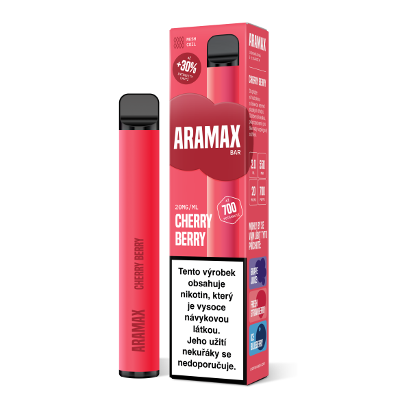 Aramax Bar 700 e-cigareta Cherry Berry 550mAh 2ml 20mg 1 ks