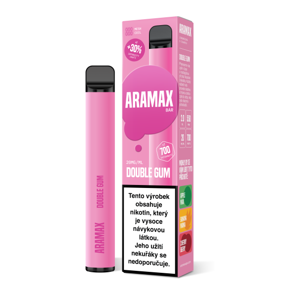 Aramax Bar 700 e-cigareta Double Gum 550mAh 2ml 20mg 1 ks