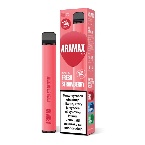 Aramax Bar 700 e-cigareta Fresh Strawberry 550mAh 2ml 20mg 1 ks