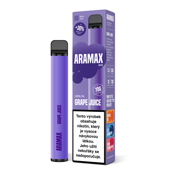 Aramax Bar 700 e-cigareta Grape Juice 550mAh 2ml 20mg 1 ks