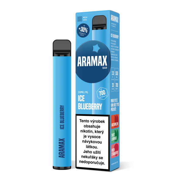 Aramax Bar 700 e-cigareta Ice Blueberry 550mAh 2ml 20mg 1 ks