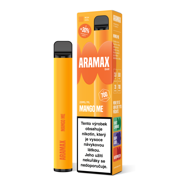 Aramax Bar 700 e-cigareta Mango Me 550mAh 2ml 20mg 1 ks