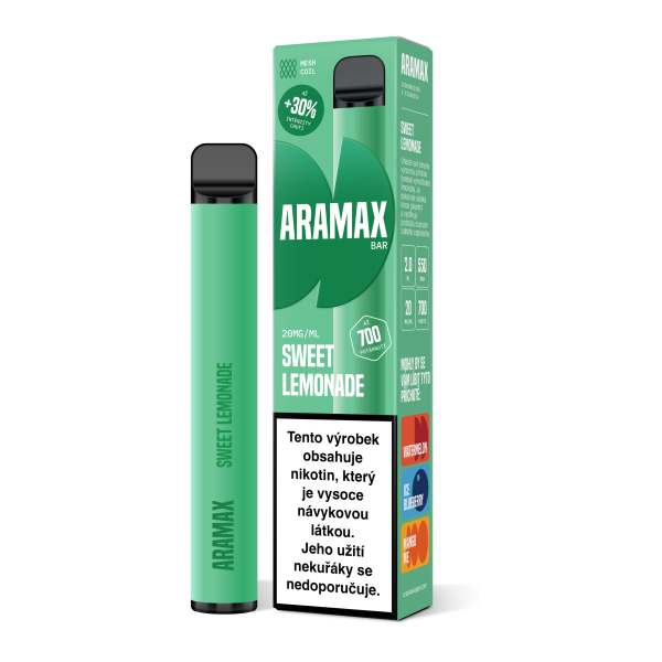 Aramax Bar 700 e-cigareta Sweet Lemonade 550mAh 2ml 20mg 1 ks