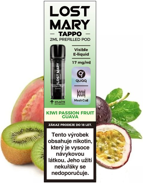 Elf Bar LOST MARY TAPPO Pods cartridge 1Pack Kiwi Passion Fruit Guava 17mg