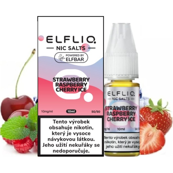 Elf Bar Liquid ELFLIQ Nic SALT Strawberry Raspberry Cherry Ice 10ml - 10mg