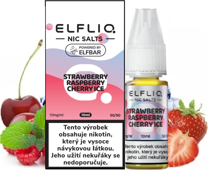 Elf Bar Liquid ELFLIQ Nic SALT Strawberry Raspberry Cherry Ice 10ml - 10mg