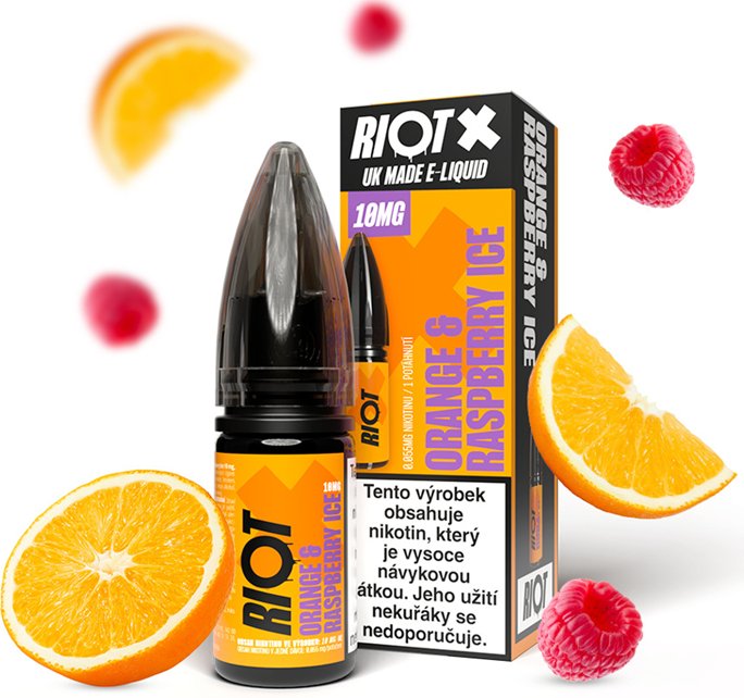 Riot Labs Liquid RIOT X Salt Orange & Raspberry Ice (Ledový pomeranč a malina) 10ml-10mg
