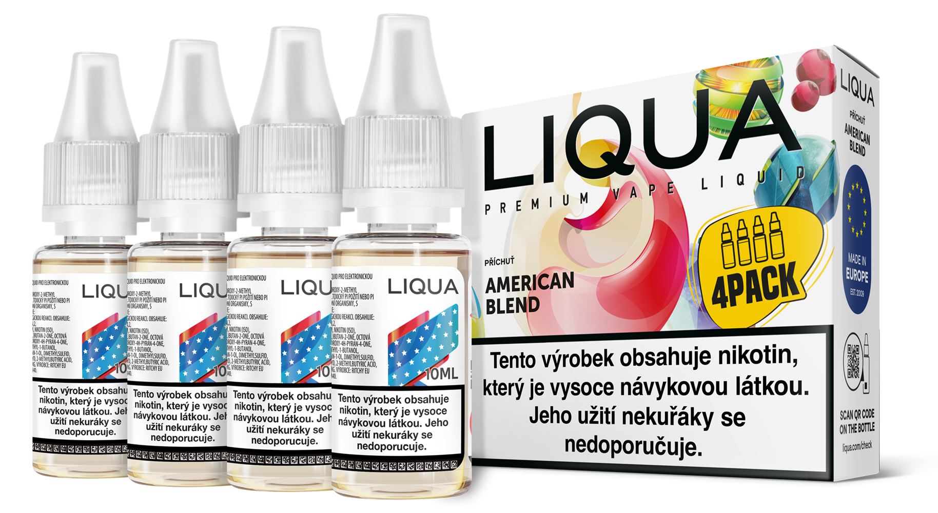 American Blend 4x10ml  (Americký míchaný tabák) - Liquid LIQUA Elements 4Pack - 12 mg