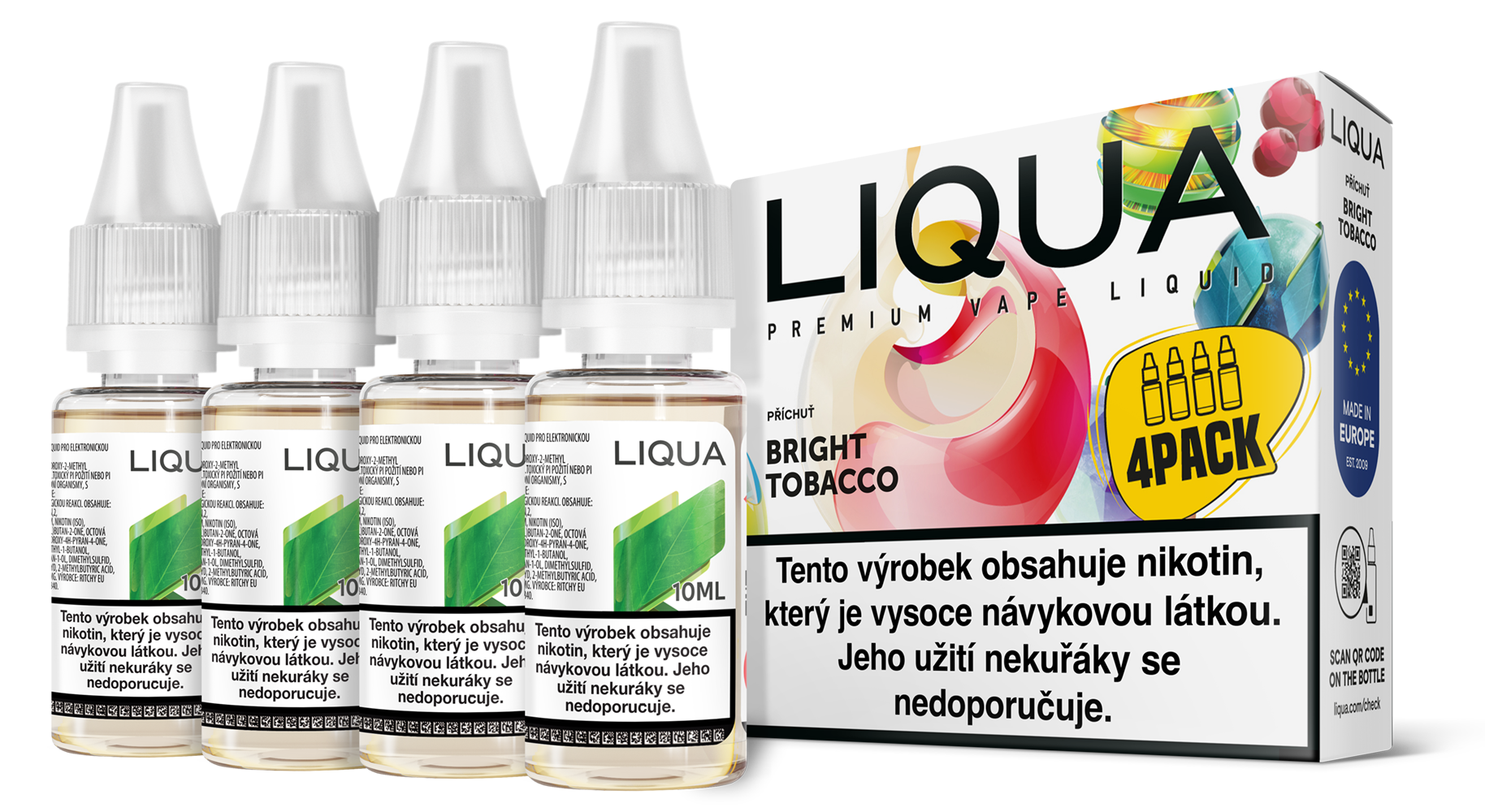 Bright tobacco 4x10ml  (čistá tabáková příchuť) - Liquid LIQUA Elements 4Pack - 6 mg